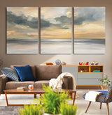 45544-MGV-CV-36X24-Ocean Sunset Wall Art – Serene Seascape Canvas Print with Golden Sky and Calm Water, Coastal Beach Artwork for Living Room,