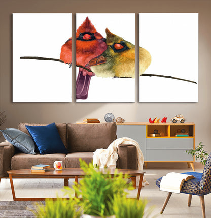 67752-MGV-CV-36X24-Cardinal Couple Wall Art – Male and Female Cardinal Canvas Print, Romantic Bird Artwork for Nature Lovers, Living Room, Bedroom,