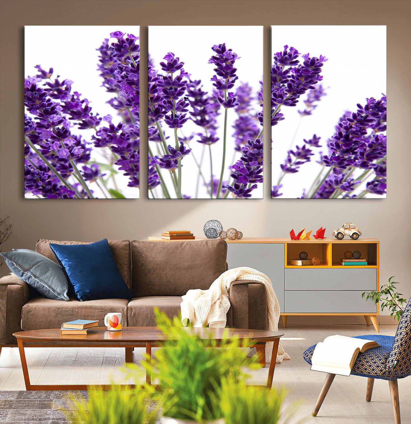 76859-MGV-CV-36X24-Lavender Flower Wall Art – Botanical Canvas Print Featuring Purple Floral Bouquet, Nature Inspired Artwork for Living Room,