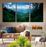 74439378-MGV-CV-36X24-Tropical Jungle Wall Art Canvas Print, Framed Lush Valley Art Picture Print, Forest Mountains Perfect Tropical Wilderness Decor