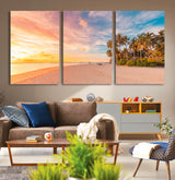 41542880-MGV-CV-36X24-Tropical Beach Wall Art Canvas Print, Framed Palm Trees Art Picture Print, Sunset Shore Perfect Tropical Coastal Decor Artwork