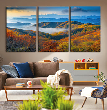 86772247-MGV-CV-36X24-Autumn Mountains Wall Art Canvas Print, Framed Fall Foliage Art Picture Print, Vibrant Hills Perfect Vibrant Nature Decor Artwork