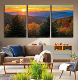 36964931-MGV-CV-36X24-Autumn Mountains Wall Art Canvas Print, Framed Sunset Glow Forest Art Picture Print, Golden Trees Perfect Vibrant Nature Decor