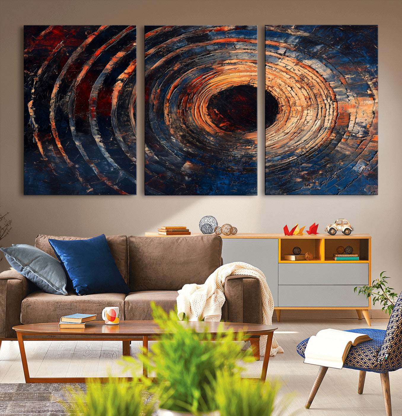 10017879-MGV-CV-36X24-Wood Tree Ring Wall Art Canvas Print, Framed Natural Wood Art Picture Print, Rustic Tree Slice Perfect Rustic Decor Artwork