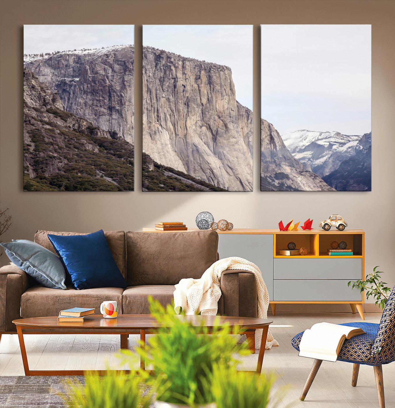 74506434-MGV-CV-36X24-El Capitan Wall Art Canvas Print, Framed Yosemite Cliff Art Picture Print, Sierra Nevada Perfect Sierra Minimalism Decor Artwork