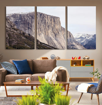 74506434-MGV-CV-36X24-El Capitan Wall Art Canvas Print, Framed Yosemite Cliff Art Picture Print, Sierra Nevada Perfect Sierra Minimalism Decor Artwork