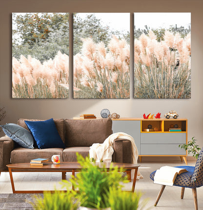 21826392-MGV-CV-36X24-Pampas Grass Wall Art Canvas Print, Framed Soft Pampas Art Picture Print, Pastel Grasses Perfect Soft Neutral Boho Decor Artwork