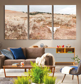 97234735-MGV-CV-36X24-Rustic Bones Wall Art Canvas Print, Framed Desert Sage Art Picture Print, Prairie Skull Perfect Minimal Rustic Decor Artwork