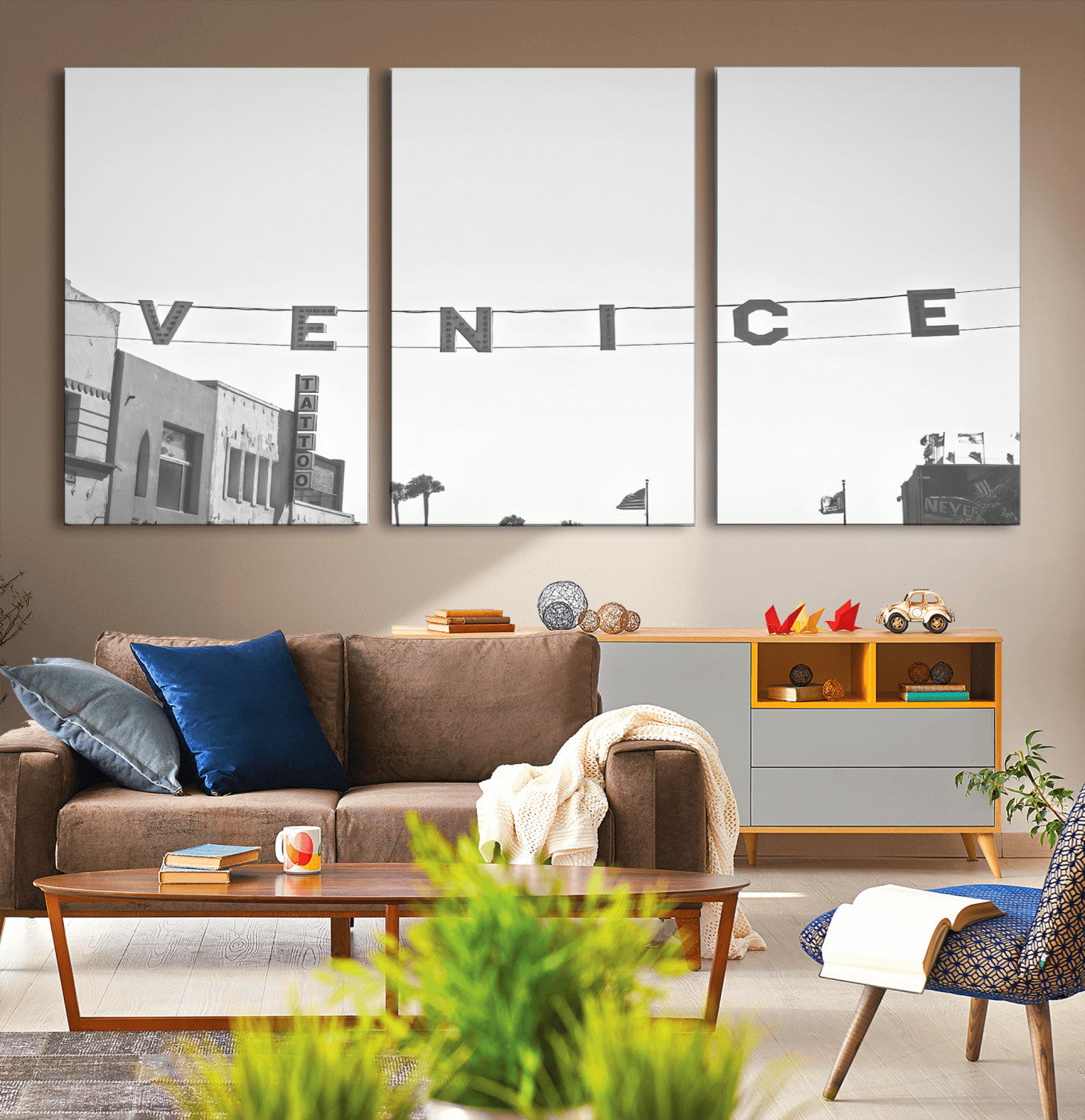 68254589-MGV-CV-36X24-Venice Sign Wall Art Canvas Print, Framed Venice Letters Art Picture Print, Los Angeles Perfect Minimalist Urban Decor Artwork