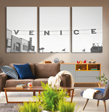 68254589-MGV-CV-36X24-Venice Sign Wall Art Canvas Print, Framed Venice Letters Art Picture Print, Los Angeles Perfect Minimalist Urban Decor Artwork