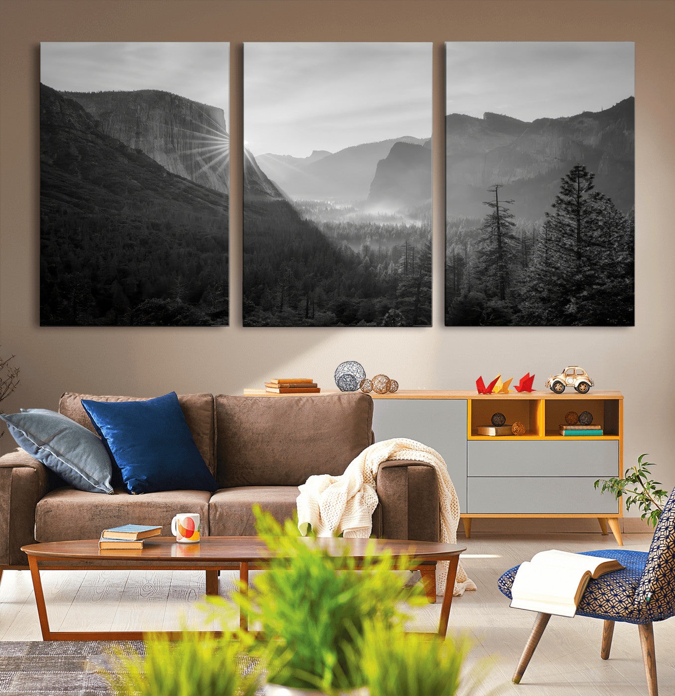 39278955-MGV-CV-36X24-Yosemite Valley Wall Art Canvas Print, Framed El Capitan Art Picture Print, Misty Mountain Perfect Modern Rustic Decor Artwork