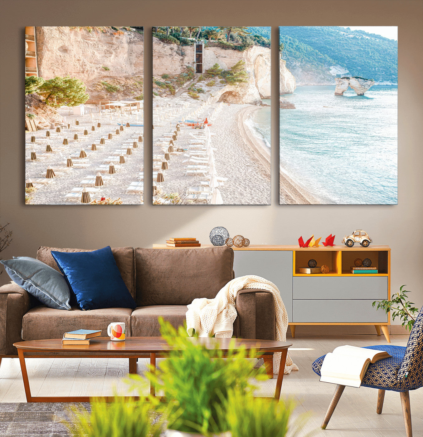 84816639-MGV-CV-36X24-Mediterranean Beach Wall Art Canvas Print, Framed Airy Coastal Art Picture Print, Summer Shore Perfect Coastal Retreat Decor