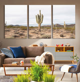 96147924-MGV-CV-36X24-Saguaro Cactus Wall Art Canvas Print, Framed Desert Cactus Art Picture Print, Earthy Desert Perfect Southwestern Boho Decor