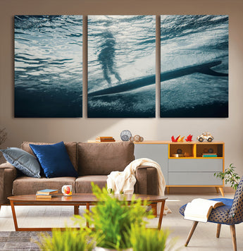 71192524-MGV-CV-36X24-Submerged Surf Wall Art Canvas Print, Framed Underwater Perspective Art Picture Print, Ocean Surf Perfect Coastal Adventure Decor