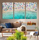 76172085-MGV-CV-36X24-Tropical Shoreline Wall Art Canvas Print, Framed Beach Relaxing Art Picture Print, Aerial Summer Perfect Coastal Vibrant Decor