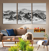 32399691-MGV-CV-36X24-Snowy Mountain Wall Art Canvas Print, Framed Mountain Peaks Art Picture Print, Alpine Mountains Perfect Minimalist Alpine Decor