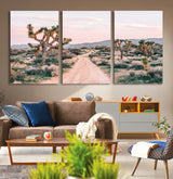 12540952-MGV-CV-36X24-Joshua Tree Park Wall Art Canvas Print, Framed Desert Road Art Picture Print, Sunset Drive Perfect Southwestern Boho Decor Artwork