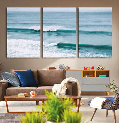 73692470-MGV-CV-36X24-Ocean Swell Wall Art Canvas Print, Framed Surf Waves Art Picture Print, Blue Water Perfect Coastal Dynamic Decor Artwork