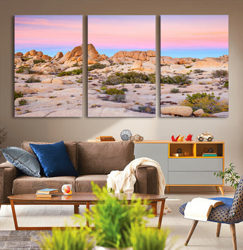 96167137-MGV-CV-36X24-Vibrant Sunset Sky Wall Art Canvas Print, Framed Joshua Tree Art Picture Print, Rugged Terrain Perfect Southwestern Boho Decor