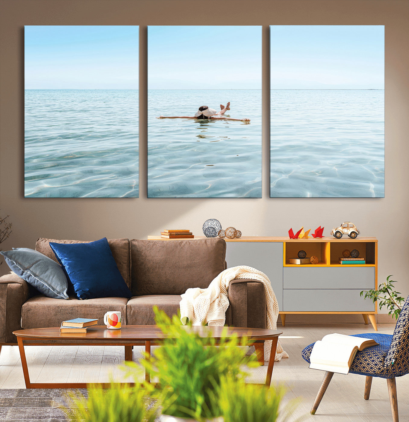 32624554-MGV-CV-36X24-Swimming Relaxation Wall Art Canvas Print, Framed Peaceful Water Art Picture Print, Clear Sea Perfect Minimalist Aquatic Decor