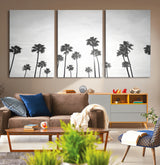 62298277-MGV-CV-36X24-Monochrome Palms Wall Art Canvas Print, Framed Minimalist Trees Art Picture Print, Silhouetted Palms Perfect Tropical Minimalist