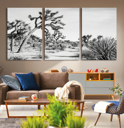 88164251-MGV-CV-36X24-Joshua Tree Wall Art Canvas Print, Framed Desert Path Art Picture Print, Monochrome Desert Perfect Minimalist Desert Decor Artwork