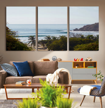 88336640-MGV-CV-36X24-Tropical Beach Scene Wall Art Canvas Print, Framed Coastal Photography Art Picture Print, Ocean Horizon Art Perfect Coastal Boho