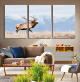 96024025-MGV-CV-36X24-Elk Photography Wall Art Canvas Print, Framed Mountain Wildlife Art Picture Print, Rustic Lodge Decor Perfect Rustic Lodge Decor