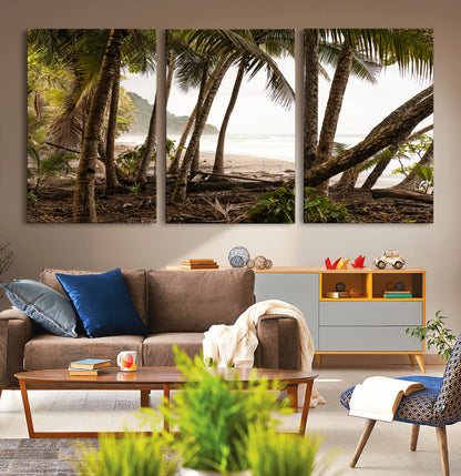 92093951-MGV-CV-36X24-Tropical Jungle Wall Art Canvas Print, Framed Palm Tree Forest Art Picture Print, Coastal Escape Perfect Jungle Retreat Decor