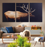 91871131-MGV-CV-36X24-Rustic Elk Art Wall Art Canvas Print, Framed Moody Wildlife Decor Art Picture Print, Western Animal Print Perfect Western Lodge
