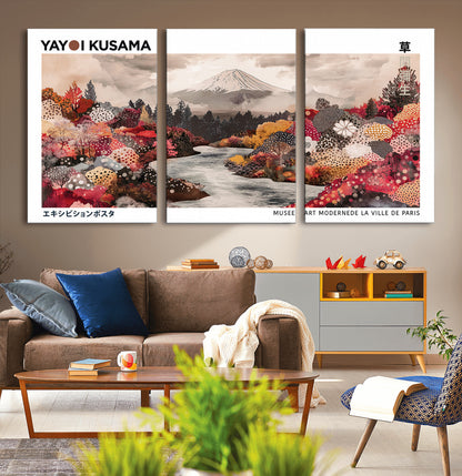32352074-MGV-CV-36X24-Japanese Landscape Wall Art – Mount Fuji River Canvas Print, Modern Asian Inspired Nature Decor for Living Room, Bedroom, Office