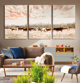 43704663-MGV-CV-36X24-Country Cow Herd Wall Art Canvas Print, Framed Farmhouse Cattle Scene Art Picture Print, Rustic Ranch Decor Perfect Rustic