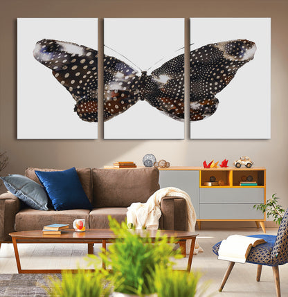 99831147-MGV-CV-36X24-Spotted Butterfly Wall Art Canvas Print, Framed Neutral Insect Theme Art Picture Print, Earthy Wing Pattern Perfect Modern Rustic
