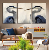 18230556-MGV-CV-36X24-Blue Heron Pair Wall Art Canvas Print, Framed Coastal Bird Theme Art Picture Print, Tranquil Wildlife Scene Perfect Coastal