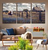 22296025-MGV-CV-36X24-Texas Longhorn Canvas Wall Art Canvas Print, Framed Rustic Barn Wall Art Art Picture Print, Farmhouse Cow Decor Perfect Rustic