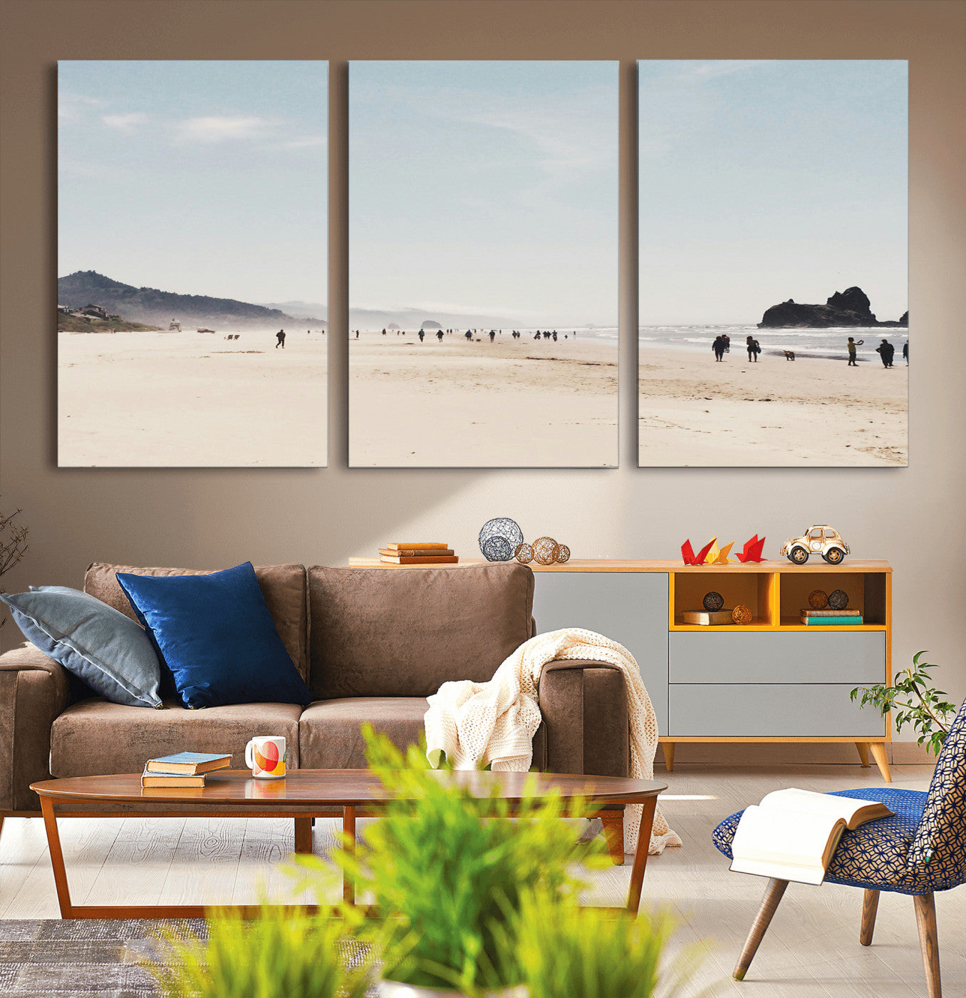 28307820-MGV-CV-36X24-Minimalist Beach Wall Art Canvas Print, Framed Coastal Serenity Art Picture Print, Soft Sand Perfect Modern Coastal Decor Artwork