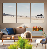 28307820-MGV-CV-36X24-Minimalist Beach Wall Art Canvas Print, Framed Coastal Serenity Art Picture Print, Soft Sand Perfect Modern Coastal Decor Artwork