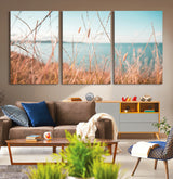 36108696-MGV-CV-36X24-Coastal Grass Wall Art – Serene Ocean View Canvas Print, Beach Nature Photography Decor for Living Room, Bedroom, Office or Modern