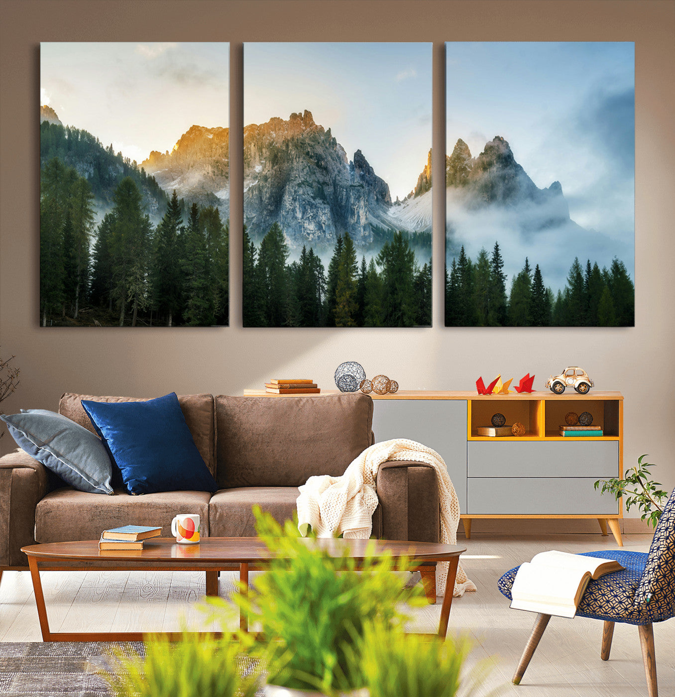 21145440-MGV-CV-36X24-Wilderness Wall Art Wall Art Canvas Print, Framed Nature Landscape Decor Art Picture Print, Misty Forest Photography Perfect
