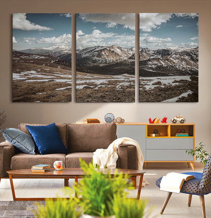 44565953-MGV-CV-36X24-Mountain Landscape Wall Art Canvas Print, Framed Snowy Peaks Art Picture Print, Rugged Highlands Perfect Rustic Adventure Decor