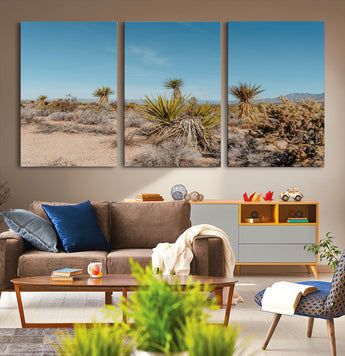35156165-MGV-CV-36X24-Joshua Tree Wall Art Canvas Print, Framed Desert Landscape Art Picture Print, Warm Earth Tones Perfect Southwestern Minimalist