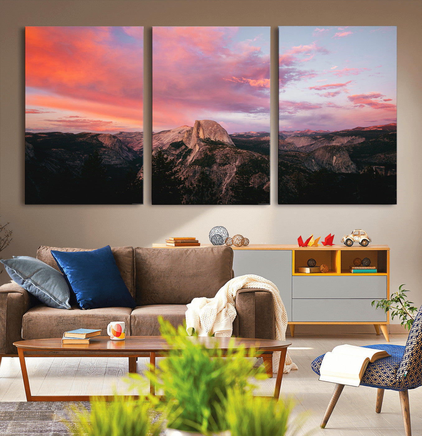 32786115-MGV-CV-36X24-Half Dome Wall Art Canvas Print, Framed Yosemite National Park Art Picture Print, Dramatic Sunset Perfect Adventurous Wilderness