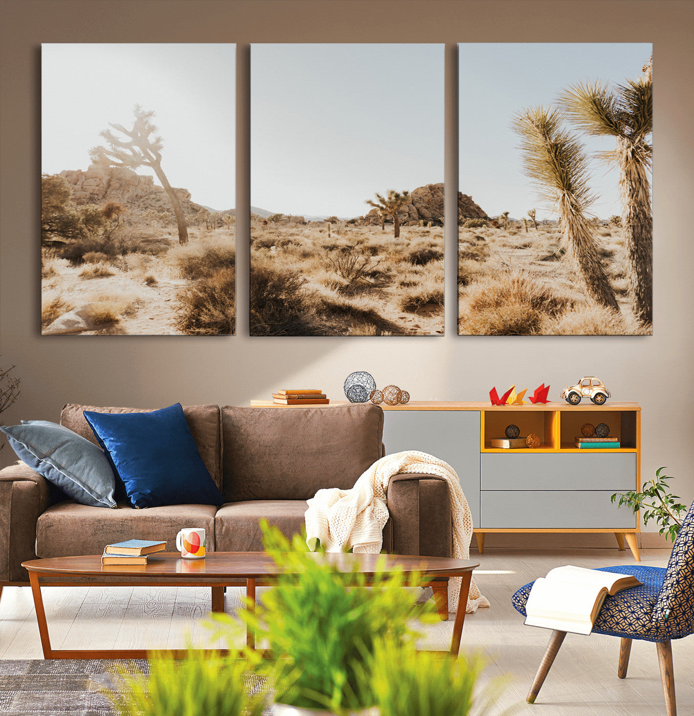 62783269-MGV-CV-36X24-Joshua Tree Wall Art – Desert Landscape Photography Canvas Print, Southwest Nature Artwork Rustic Home Decor for Living Room,