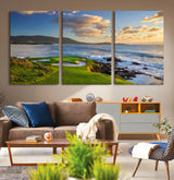 50107048-MGV-CV-36X24-Golf Course Wall Art – Coastal Ocean View Canvas Print, Scenic Fairway Landscape Decor for Office, Man Cave, Bedroom, or Living