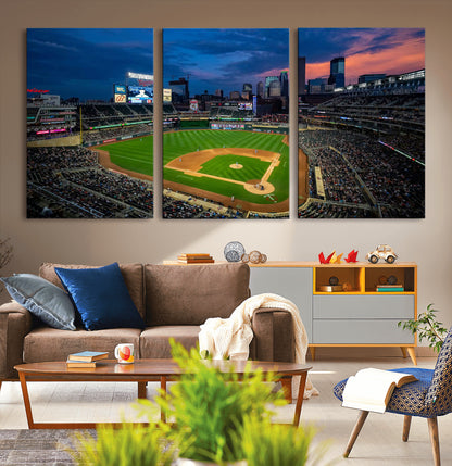 68222753-MGV-CV-36X24-Baseball Stadium Wall Art – Panoramic Night Game Canvas Print, Sports Decor for Man Cave, Office, Bar, or Living Room