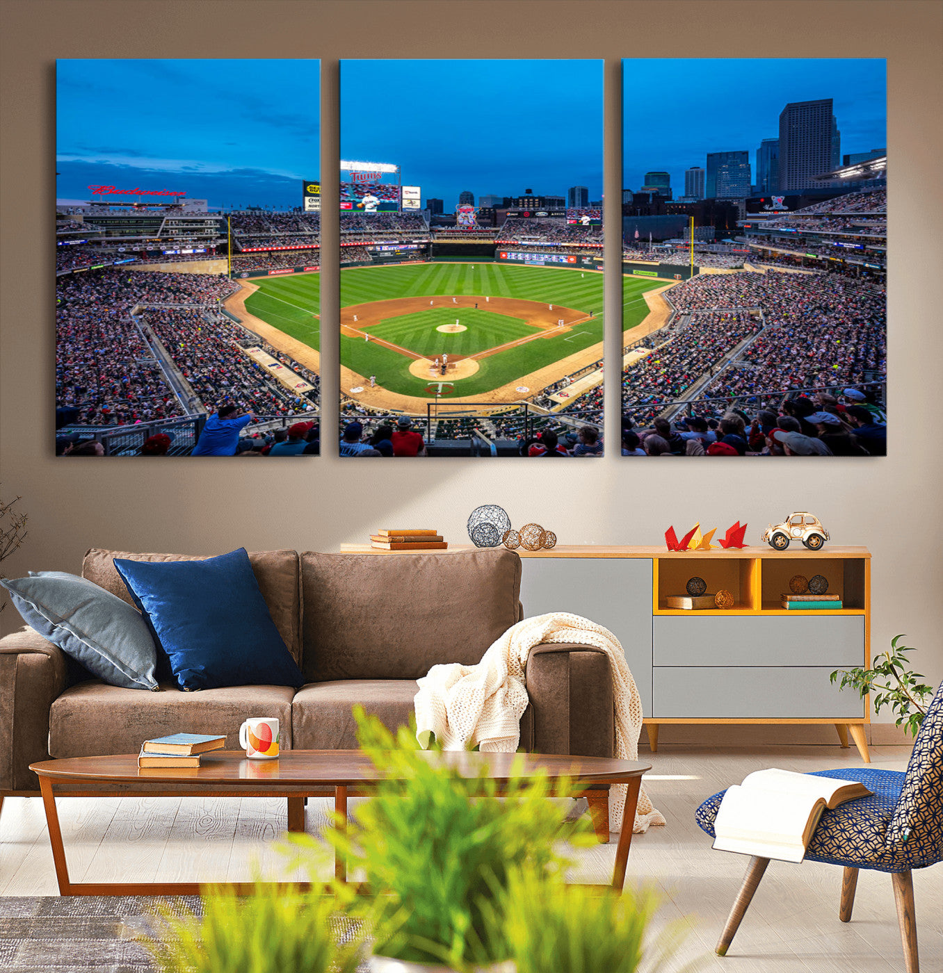 77273035-MGV-CV-36X24-Baseball Stadium Wall Art – Panoramic Evening Game Canvas Print, Sports Fan Decor for Man Cave, Office, Bar, or Living Room