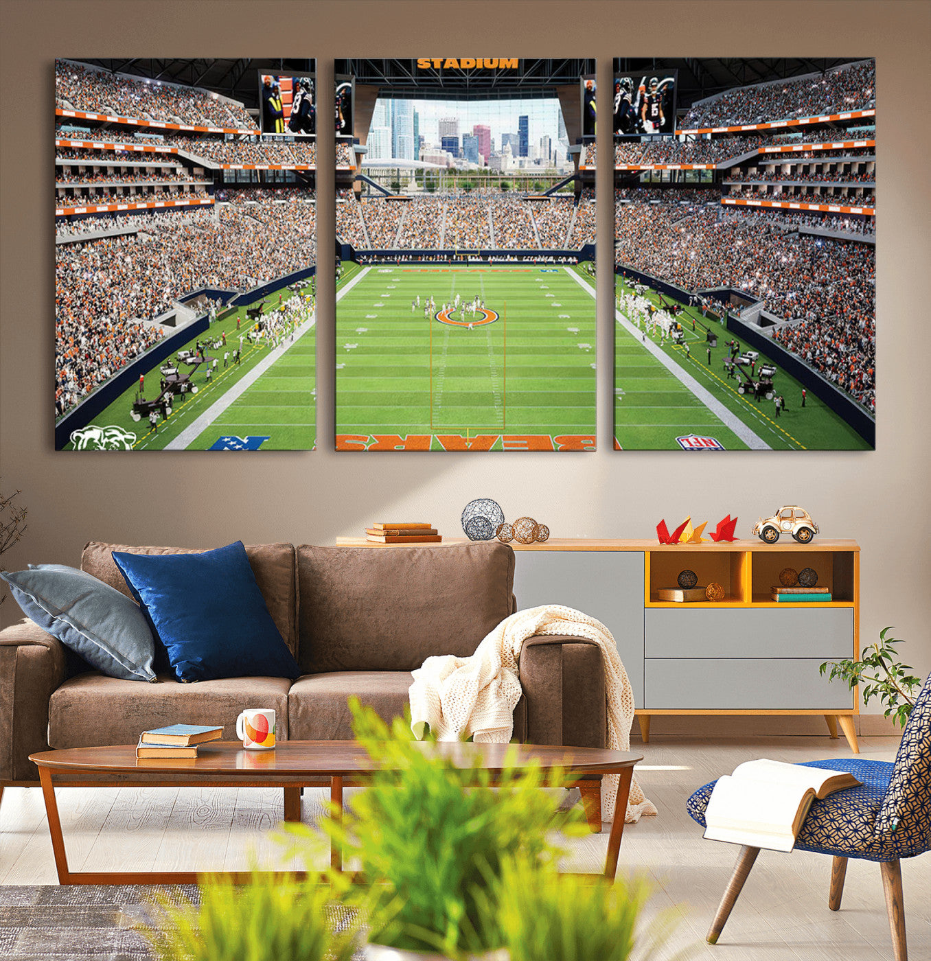 76935553-MGV-CV-36X24-Football Stadium Wall Art – Panoramic Game Day Canvas Print, Sports Decor for Man Cave, Office, Bar, or Living Room