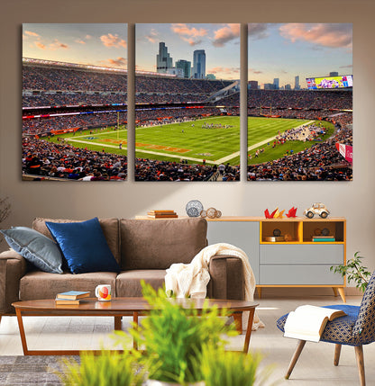 55377093-MGV-CV-36X24-Soldier Field Wall Art – Panoramic Chicago Bears Football Stadium Canvas Print, Game Day Sports Decor for Man Cave, Bar, Office,