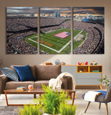 98106777-MGV-CV-36X24-Soldier Field Wall Art – Chicago Bears Stadium Canvas Print with American Flag, Game Day Football Decor for Man Cave, Bar, or