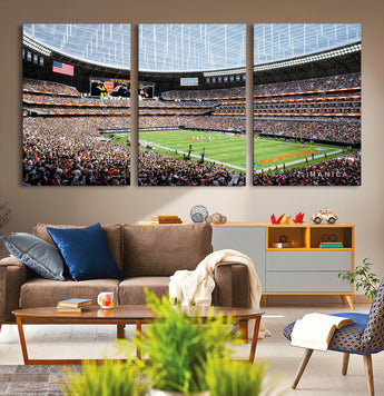 32530647-MGV-CV-36X24-Chicago Bears Stadium Wall Art – Futuristic Dome Arena Canvas Print, Modern Football Concept Design Decor for Man Cave, Bar, or
